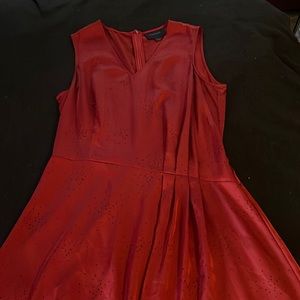 Asymmetrical Dress - Maroon with black dots